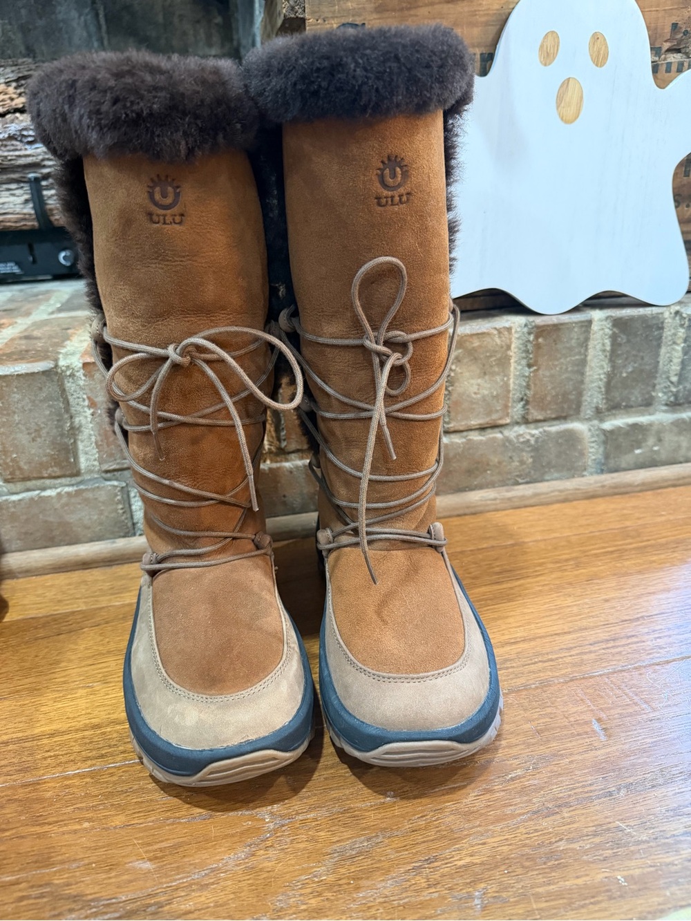 ULU Women's Tall Shearling-Lined Brown Winter Boots / women’s size 7